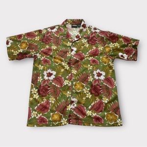 Vintage 90s Mesh Floral Tropical Print Shirt